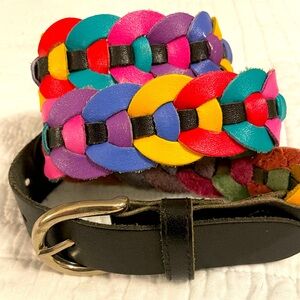 Multi-colors - Vintage leather belt - EUC. Size says medium-soft supple leather